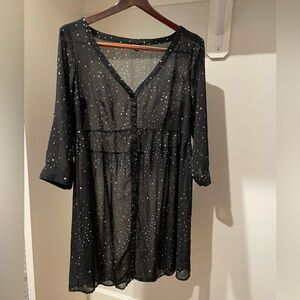 Torrid Black Sheer Blouse with Star Pattern